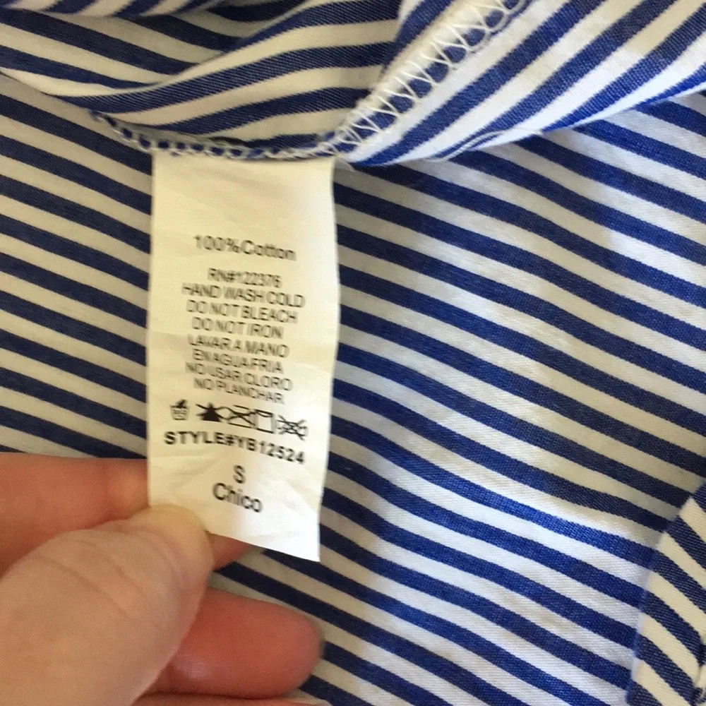 Tuckernuck Inslee blue and white striped off shoulder tunic blouse top S - Picture 14 of 14
